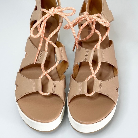 NEW Sorel Cameron Lace Up Wedge Sneaker Sandal Beige 11 Gladiator - Picture 6 of 9